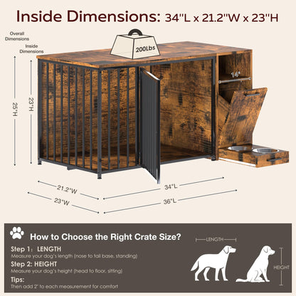 YODOLLA 36 Inch Dog Crate Furniture with Storage Cabinet