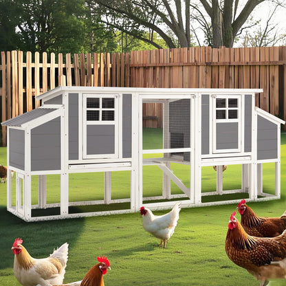 YODOLLA 98'' Extra Large Chicken Coop with Run, Wood Chicken House with 4 Nesting Boxes for 6-8 Chickens