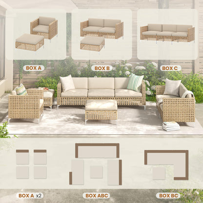 YODOLLA Outdoor Wicker Patio Furniture Sofa, 3 Seats Sofa