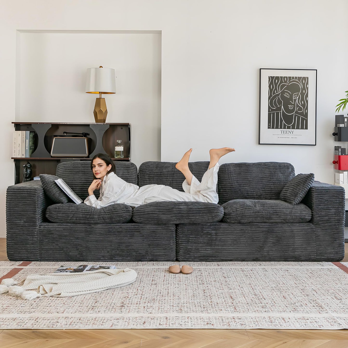 YODOLLA 110" Oversized Sofa Cloud Boneless Couch