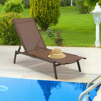 YODOLLA 4 PCS Curved Design Pool Lounge Chairs, Brown
