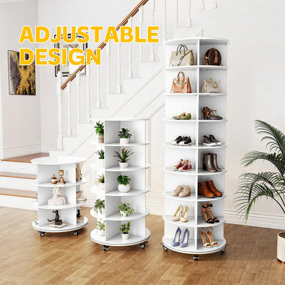 YODOLLA 8 Tier Rotating Shoe Rack Shoe Tower Organizer, White
