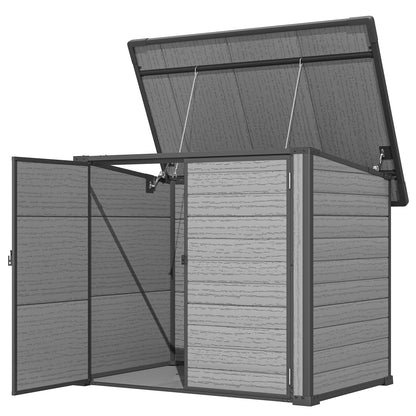 YODOLLA Outdoor Resin Trash Can Storage Shed with Reinforced Floor