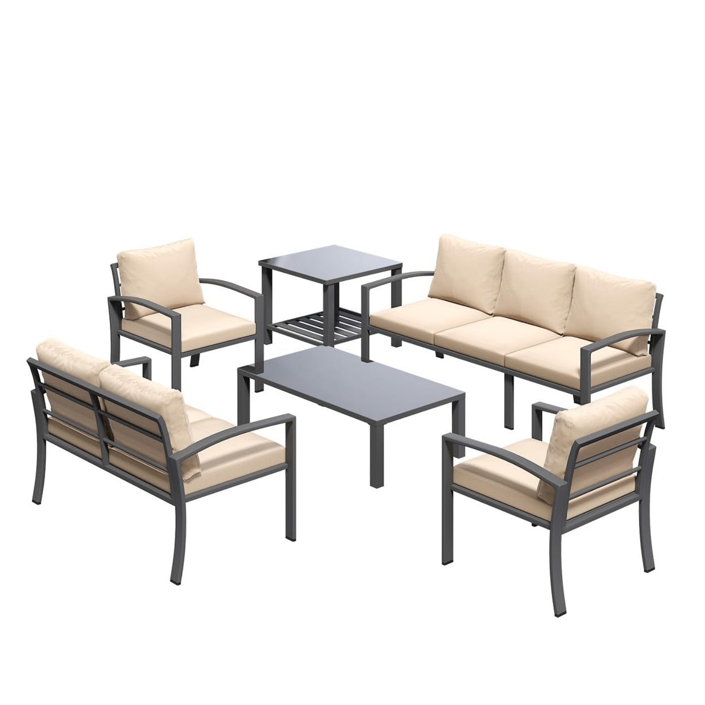 YODOLLA Metal Patio Furniture Set, 7 Seats Modern Outdoor Furniture