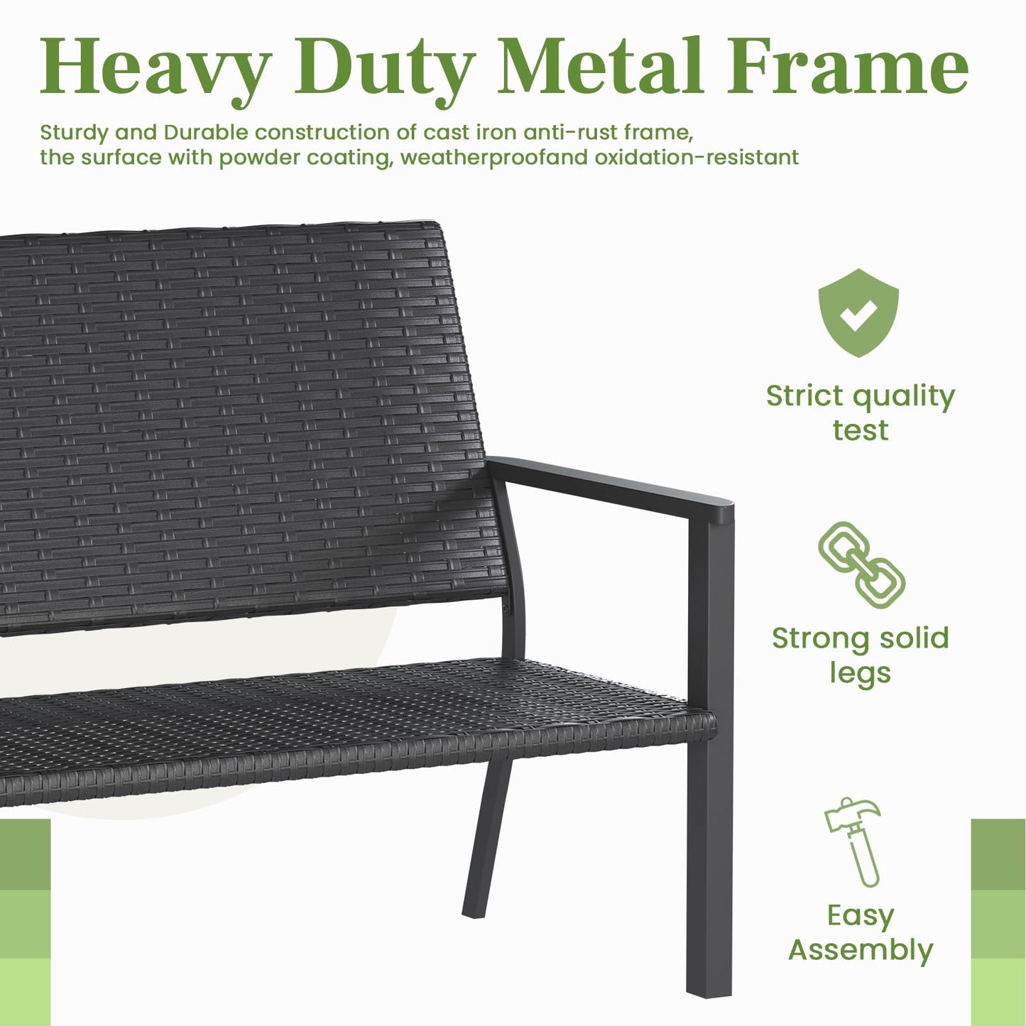 YODOLLA Outdoor Garden Bench,  Patio Loveseat with Backrest Armrests