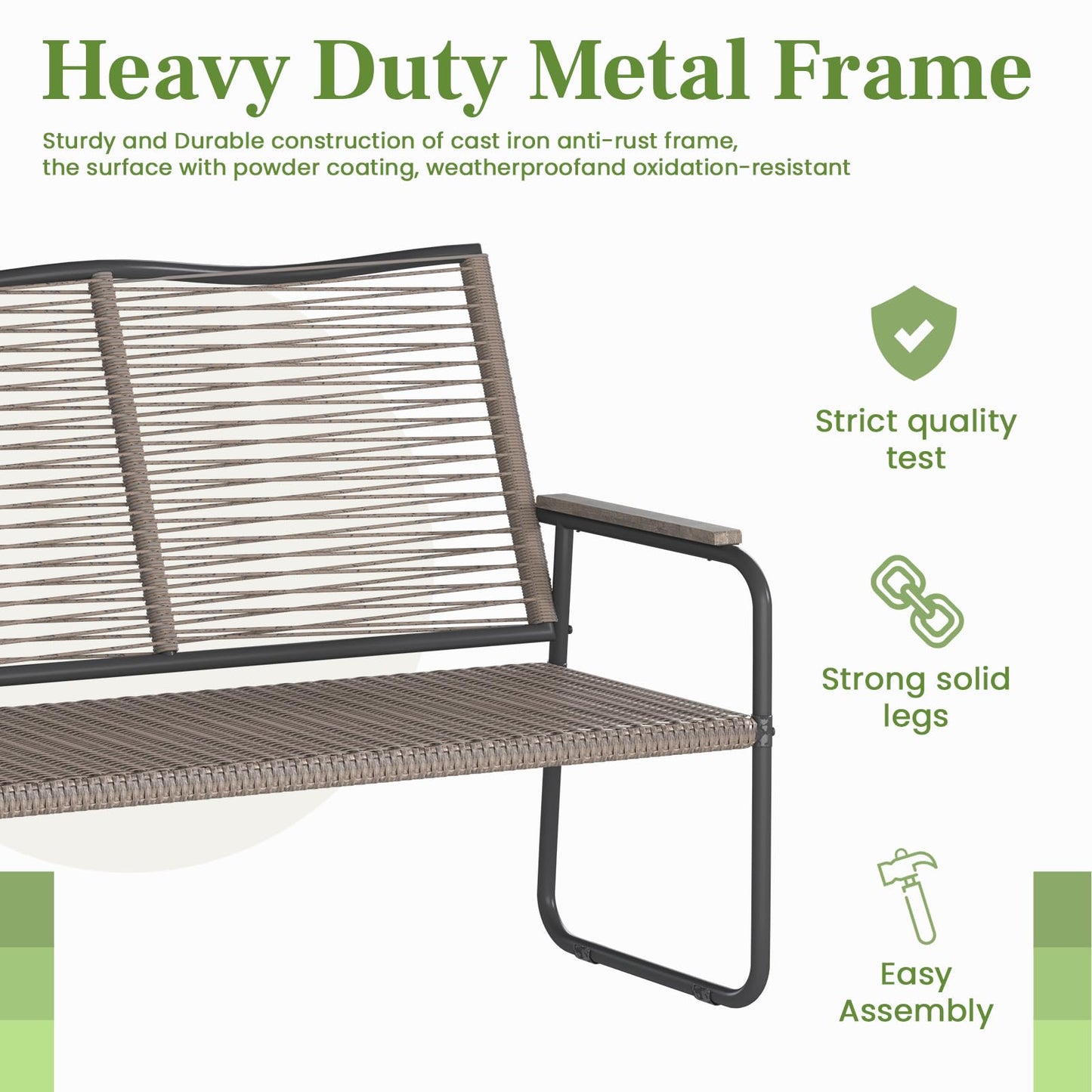YODOLLA Outdoor Garden Bench, Weatherproof Wicker Patio Loveseat with Backrest Armrests