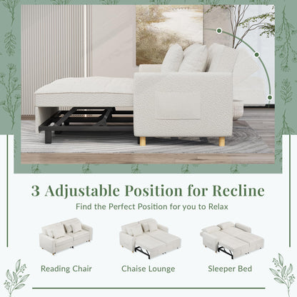 YODOLLA Comfortable 3-1 Convertible Sofa Bed,Teddy White