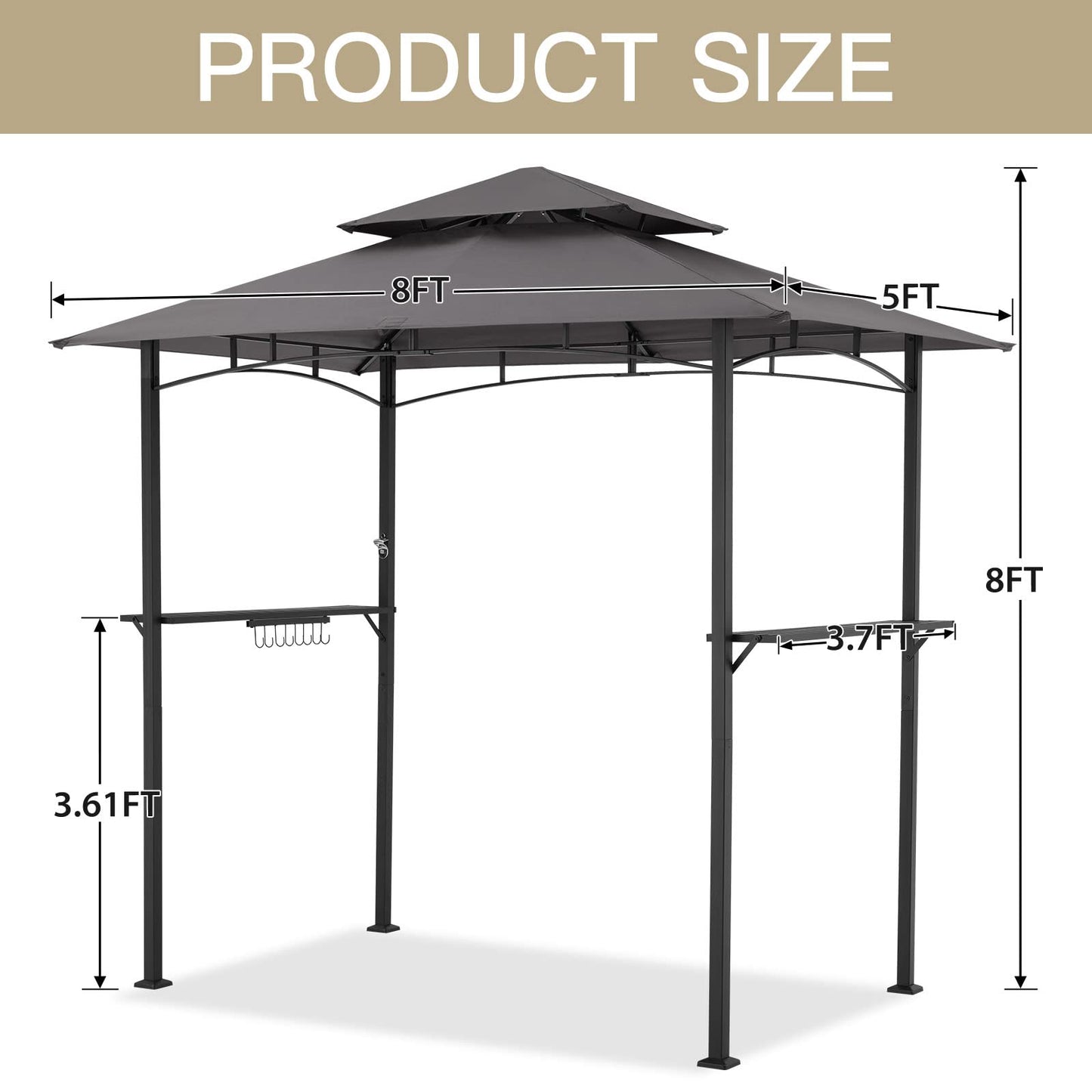 YODOLLA dark grey gazebo.
