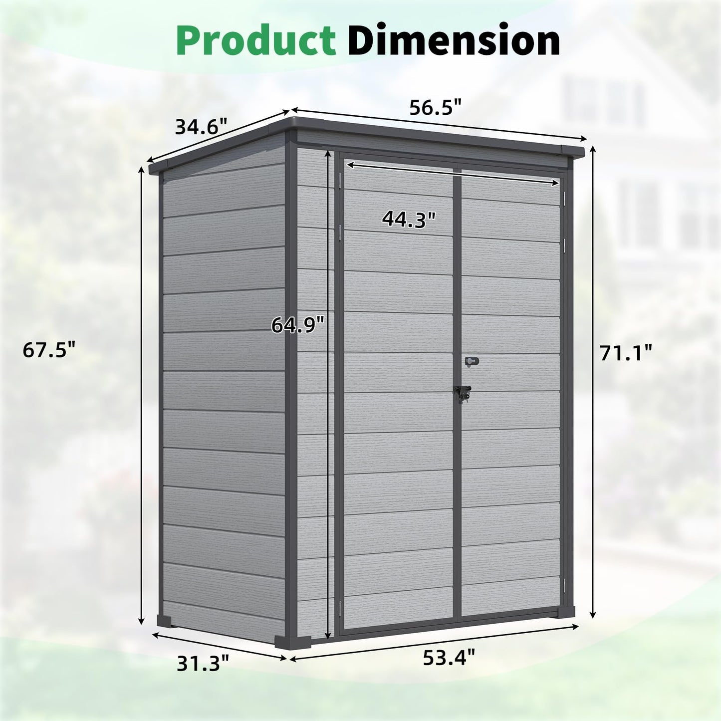 YODOLLA 3'x5' Resin Outdoor Storage Shed, Lean to Plastic Shed with Base