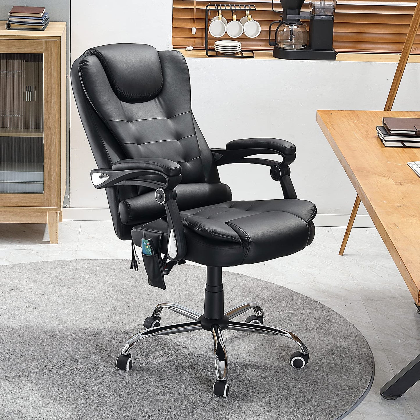 YODOLLA Heated Executive Office Chair with Massage, PU Leather Black