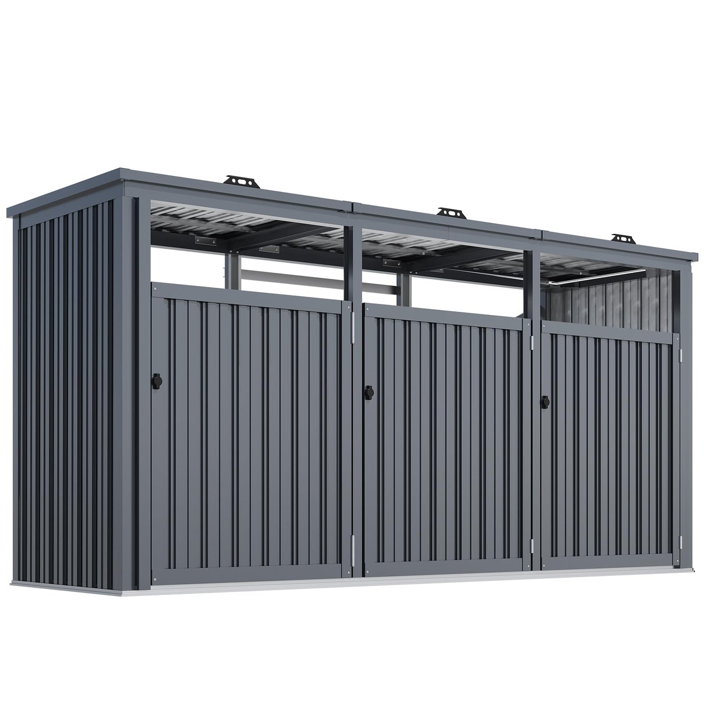 YODOLLA 73 Cu.Ft Outdoor Trash Can Storage Shed for 3 Garbage Cans