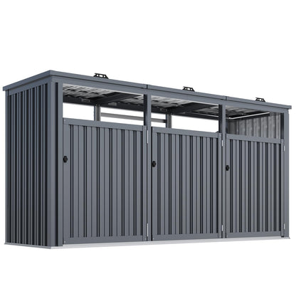 YODOLLA 73 Cu.Ft Outdoor Trash Can Storage Shed for 3 Garbage Cans