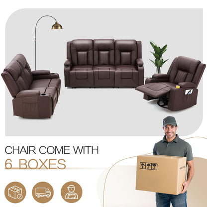 YODOLLA 3 PCS Leather Recliner Sofa Set