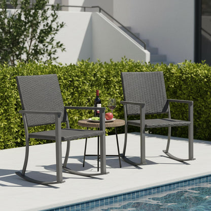 YODOLLA Outdoor Rattan Patio Chairs with Armrests and Metal Frame (1pcs)