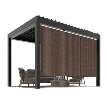 YODOLLA Mocha Outdoor Roller Shade, 220GSM HDPE Cordless Blinds, 99% UV Protection