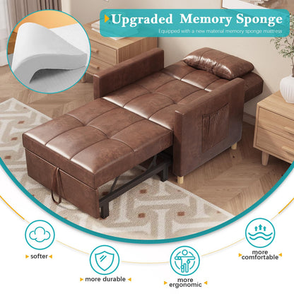YODOLLA 3 in 1 Chair Bed Sleeper for Adults, Brown