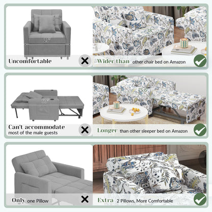 YODOLLA 36" Convertible Chair Bed, Floral