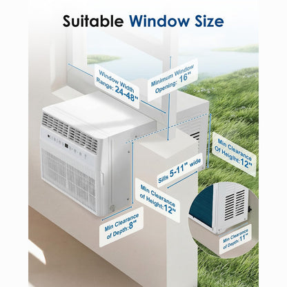 YODOLLA U-Shaped Window Air Conditioner, 12000 BTU AC Unit, Upgraded Front Panel +20% Airflow, Cools up to 350 Sq. Ft.