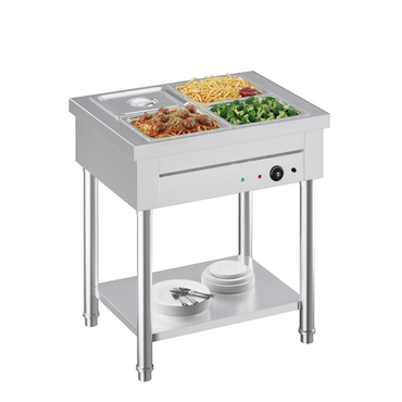 YODOLLA Commercial Food Warmer 1500W Electric Steam Table with 4x10QT Pans & Shelf