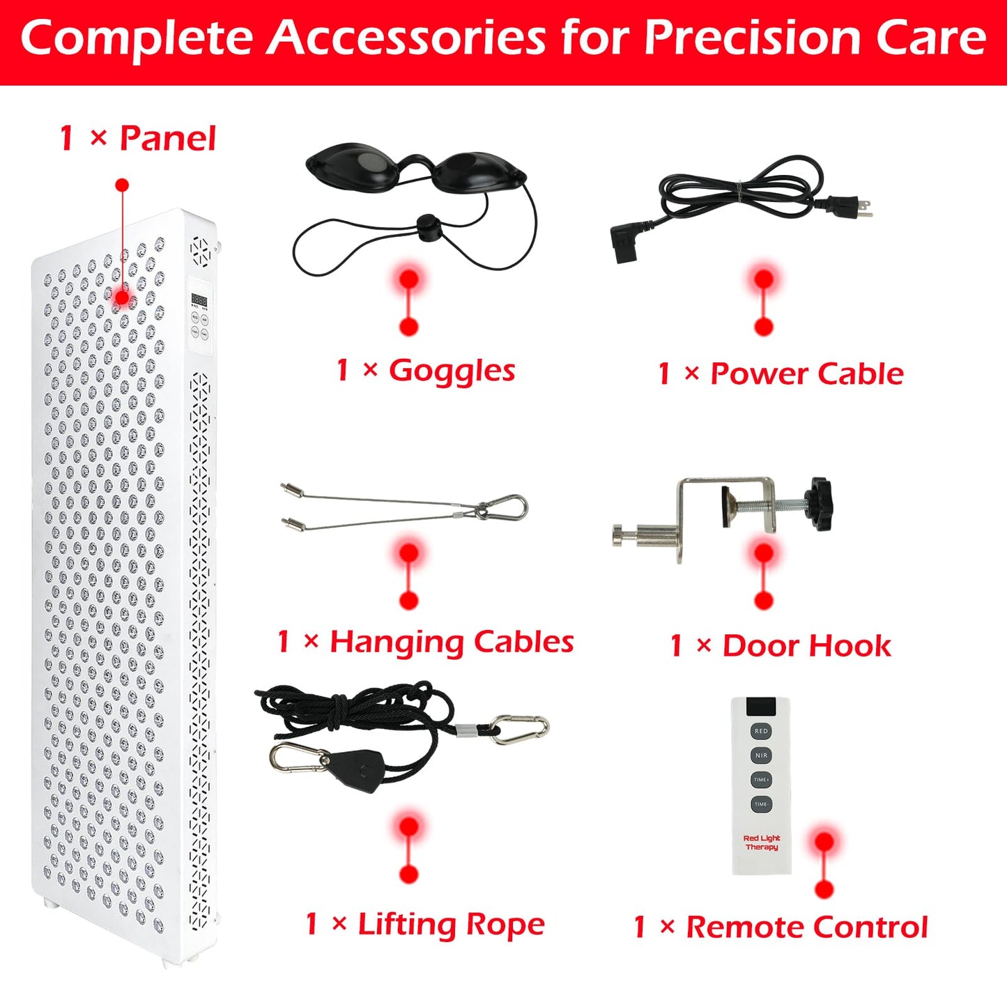 YODOLLA Red Light Therapy, 308 LEDs, 5 Wavelengths Red 660nm & Near Infrared 850nm Light Therapy Panel
