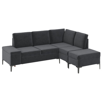 YODOLLA Sectional Couch with Ottoman Convertible Corner Couches with Armrest Storage